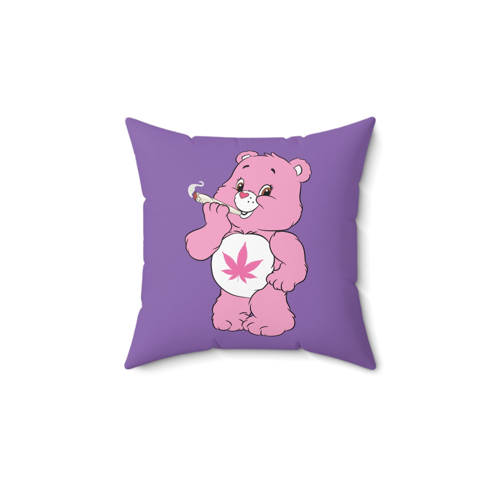 Stoner Bear Decorative Pillow `Care Bear on Purple